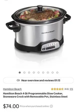 Hamilton Beach 4quart Programmable Slow Cooker
