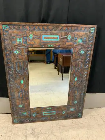 Mirror in signed handmade frame