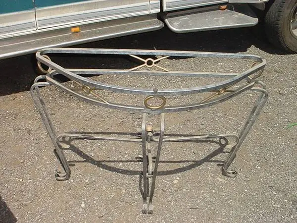 metal half round table base