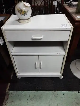 White Microwave Cart 10539