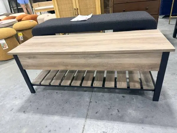 48 Barnwood Open-Top Storage Bench With Shoe Shelf Brand New