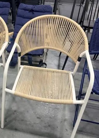 Mackworth Outdoor Stacking Patio Club Chair Woven Tan White