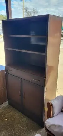 MCM storage cabinet with drawer and shelves