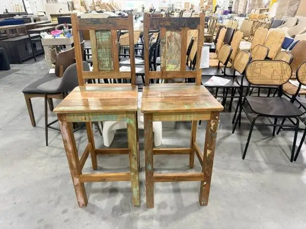 Home Square Coastal Solid Wood Bar Stool Chair Multi-Color (Set Of 2)