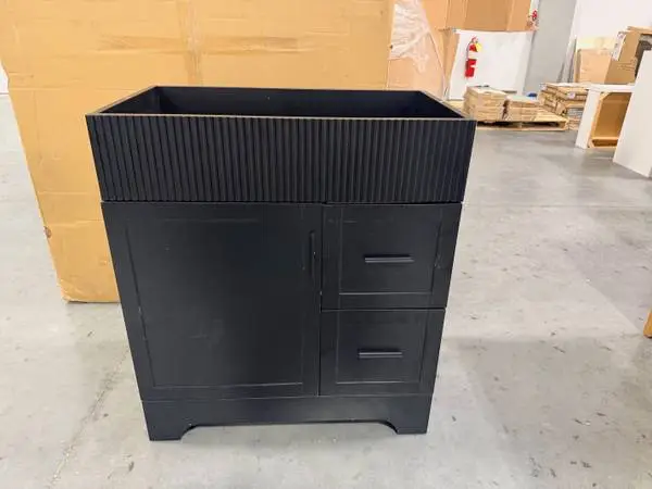 Eclife 30 Freestanding Reeded Black Bathroom Vanity Cabinet Base