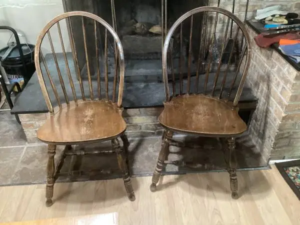 2 Wooden Camel Back Dining Room Chairs