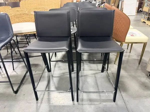 Baxton Studio Elana Leather Counter Bar Stools Black (Set Of 2)