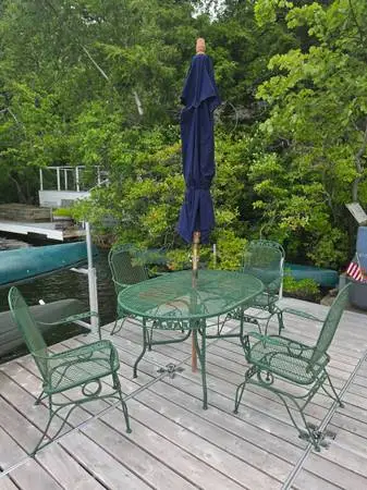 GREEN POWDER COATED METAL PATIO SET TABLE + 4 CHAIRS BEAUTIFUL DECK FU
