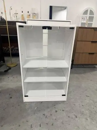 Homcom Media Cabinet 4-Tier Stereo Cabinet With Glass Door White