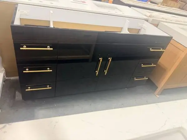 Everly Quinn 60 Bathroom Gloss Black Vanity Base Cabinet Brand New