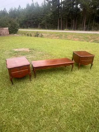 Vintage French Provincial Coffee Table & 2 End Tables