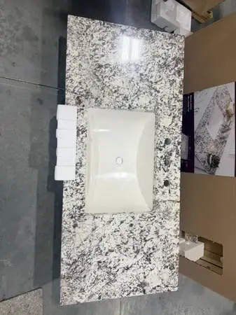 49 Cultured Marble White Rectangular Single Sink Vanity Top Bianco