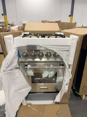 Zline 24 4 Burner Dual Fuel Range Oven In Stainless Steel Brand New