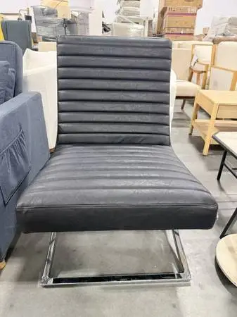 Art Leon Mid Century Modern Black Accent Chair Faux Leather Brand New