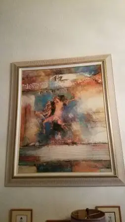 Huge oil painting custom frames beach colors