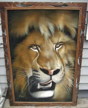 STUNNING!Vintage/Oil Painting On Black Velvet-Signed +Framed  by ORTIZ