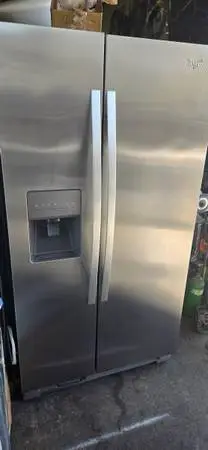 WHIRLPOOL STAINLESS 25 CU.FT SIDE BY SIDE REFRIGERATOR WARRANTY N DELI