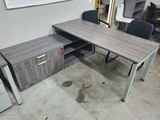 *8 colors New 6 x 6 L Desk w/U or Loop Leg, 2 Drawer File and Storage
