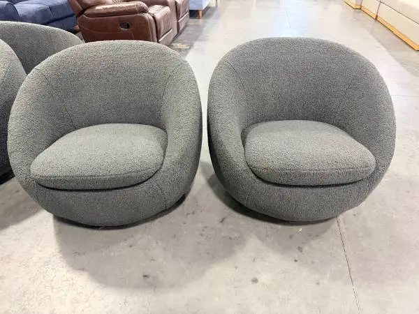 Mira 360 Swivel Accent Chair Gray Shearling (Set Of 2) Brand New