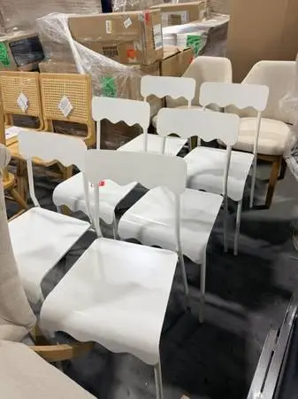 Wavy Metal Dining Chair Accent Chair White (Set Of 6) Brand New