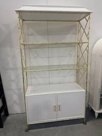 Safavieh Adelia White Lacquer Gold Metal Frame Bookshelf Display