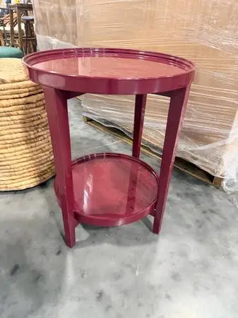 Studio McGee Accent Table Wood Round Round Lacquer Finish Brand New