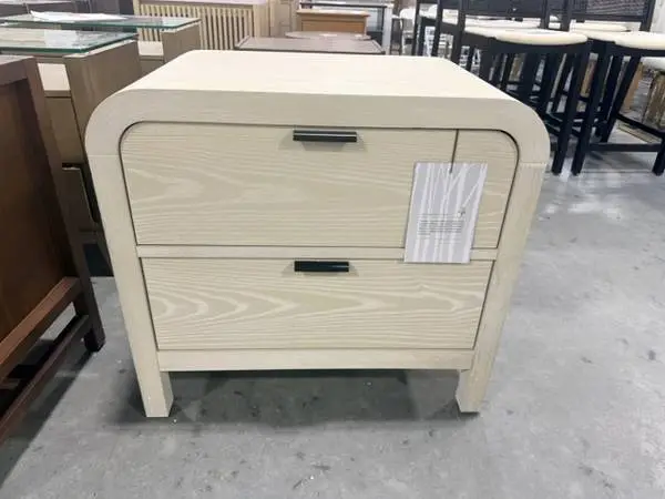 Lunare Ash 2 Drawer Solid Wood 28 Waterfall Nightstand With USB Port
