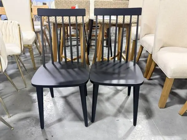 Lifestorey Lowry Solid Wood Spindle Dining Chairs Black (Set Of 2)