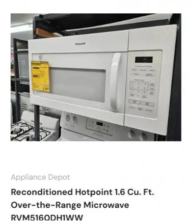 Reconditioned Hotpoint 1.6 Cu. Ft. OTR Microwave RVM5160DH1WW