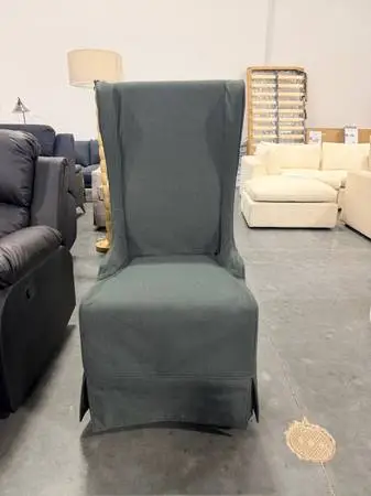 Padmas Plantation Atlantic Beach 47 Charcoal Linen Wing Dining Chair