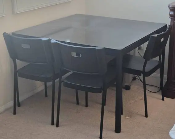 Stylish black tempered Glass table with 3 chairs