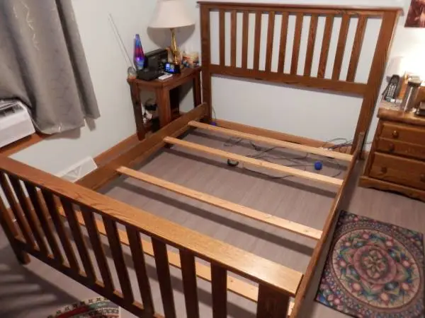 Oak Bed Frame-Wood Slat-Queen