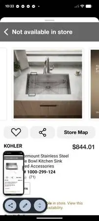 Kohler New stainless steel 32-inch sink