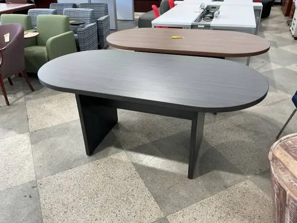 6 x 3 racetrack oval conference table in Coastal Gray Laminate