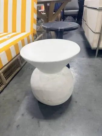 Severna Ceramic Accent Table White Bell Shape Modern Threshold