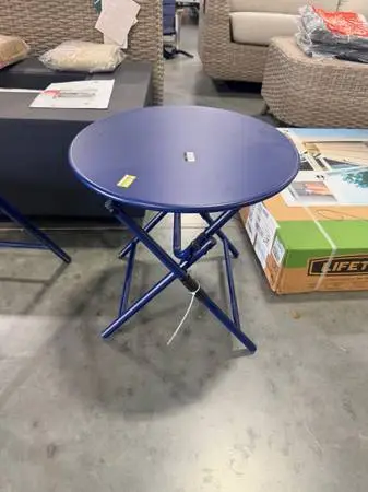 Metal Round Open Outdoor Accent Patio End Table Navy Brand New