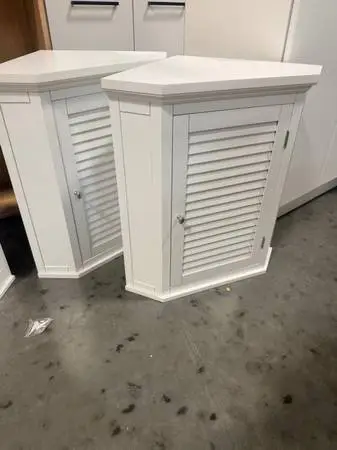 Glancy 22.5W Bathroom Storage White Removable Corner Wall Cabinet