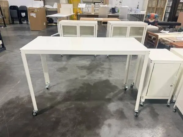 45 Rolling Metal Computer Desk Chalk White Brand New