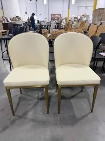 Latitude Run Armless Faux Leather Cream Orange Dining Chair (Set Of 2)