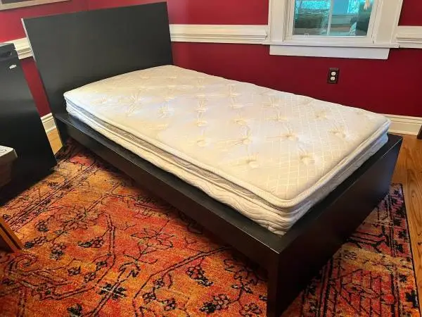 Ikea Malm Twin Bed with Luroy Base and Pillow Top Mattress