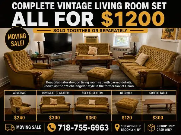 Complete vintage living room furniture set for sale.
