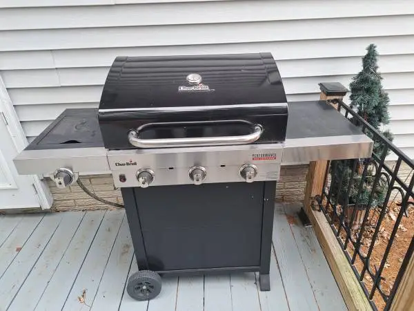 Charbroil Gas grill with sideburner.