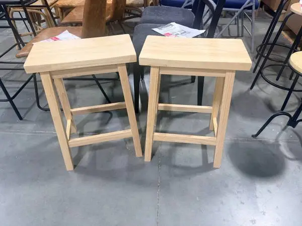 24 Solid Wood Natural Saddle Counter Height Bar stool (Set Of 2)