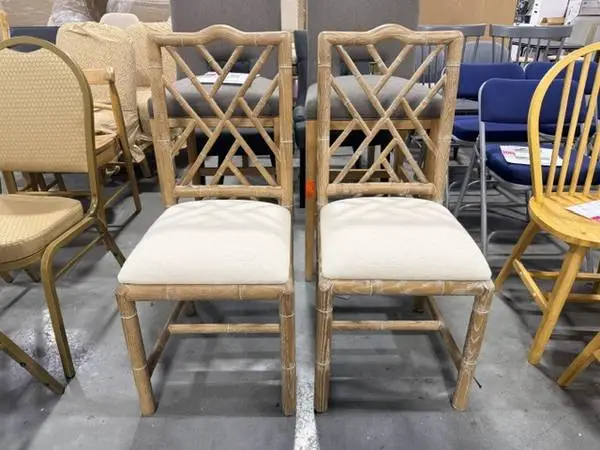Sarreid Ltd Brighton Cross Back Side Dining Chair Beige (Set Of 2)