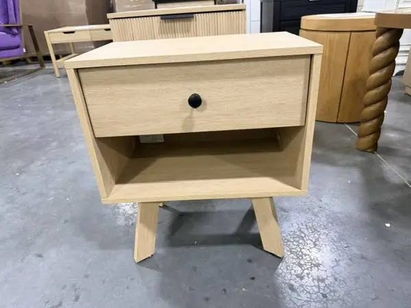 Walker Edison Mid Century Modern 1-Drawer Nightstand Coastal Oak
