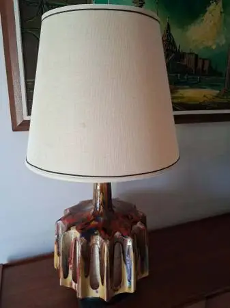 Rare Mid-Century Brutalist Drip Glaze Table Lamp.