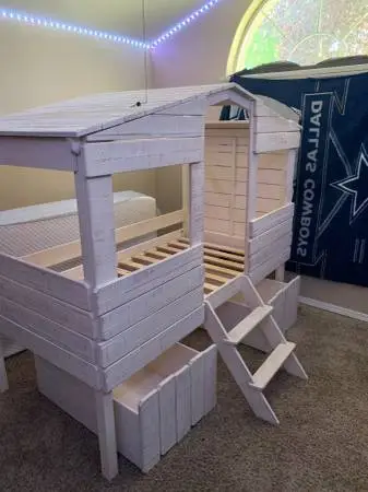 Donco Twin Tree House Loft Rustic Sand Bed Frame