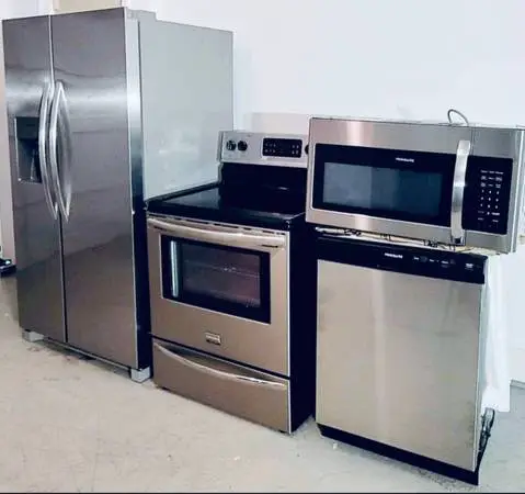 Stainless steel kitchen appliances set