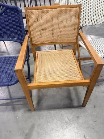 Studio McGee Wood Caning Outdoor Stackable Patio Chair Brown Brand New