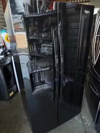Black smooth color whirlpool refrigerator side by side